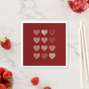 Hearts Valentine's Day Nine Hearts Valentine Love Napkins