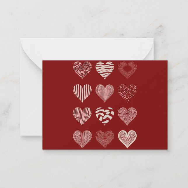 Hearts Valentine's Day Nine Hearts Valentine Love Note Card (Front)