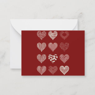 Hearts Valentine's Day Nine Hearts Valentine Love Note Card
