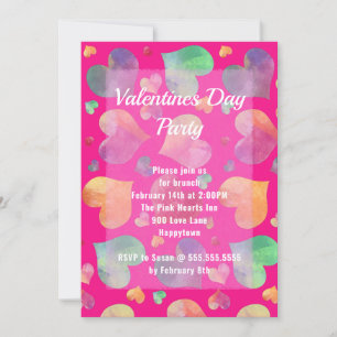 Hearts Valentines Day Party Invitation
