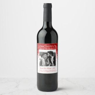 Hearts Valentines Day Photo Wine Label
