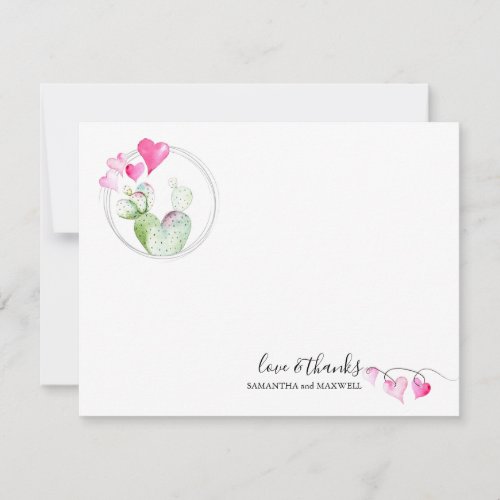 Hearts Valentines Day Thank You Card Cactus