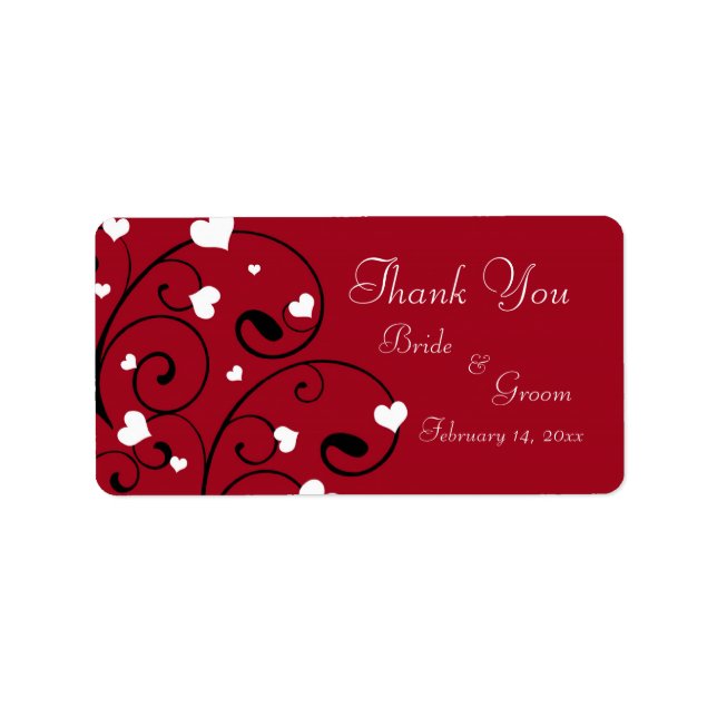Hearts Valentine's Day Wedding Labels (Front)