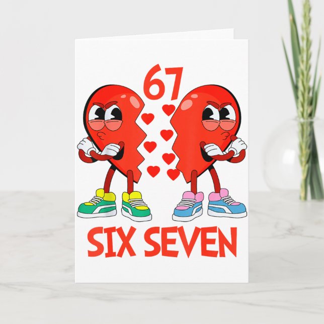 Hearts Valentines Funny Six Seven 6 7 Meme Gen Alp Card (Front)