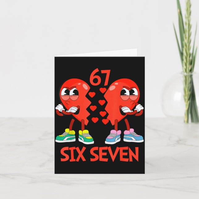 Hearts Valentines Funny Six Seven 6 7 Meme Gen Alp Card (Front)