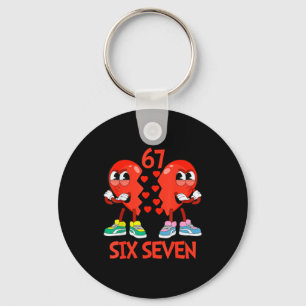 Hearts Valentines Funny Six Seven 6 7 Meme Gen Alp Keychain
