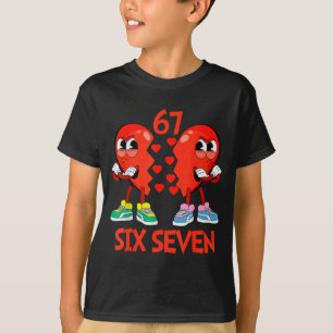 Hearts Valentines Funny Six Seven 6 7 Meme Gen Alp T-Shirt