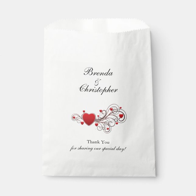 Hearts Valentines Wedding Thank You Favor Bags (Front)