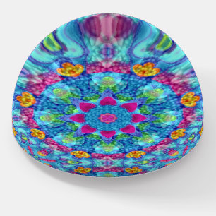 Hearts Vintage Violet & Blue Fractal Kaleidoscope Paperweight