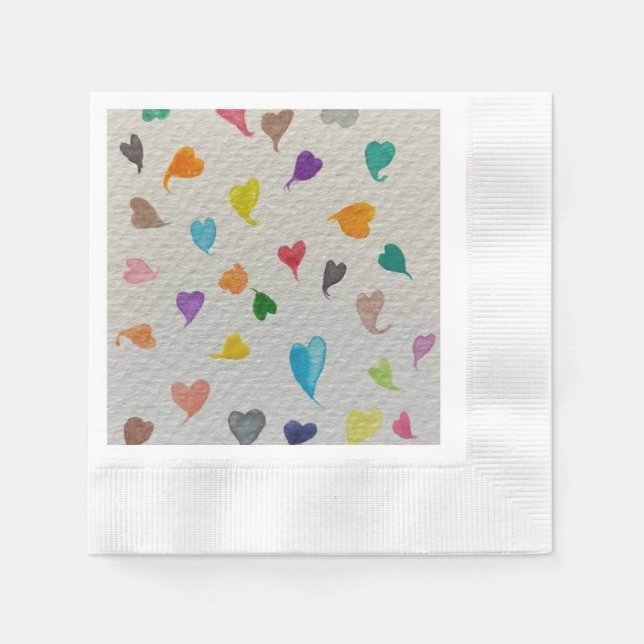 Hearts Watercolor  Napkins (Front)