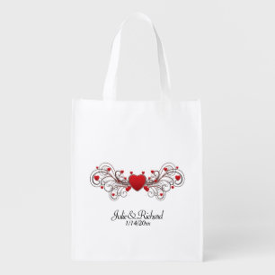 Hearts Wedding Grocery Bag