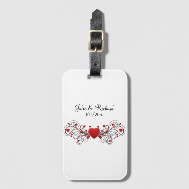 Hearts Wedding Luggage Tag (Front Vertical)