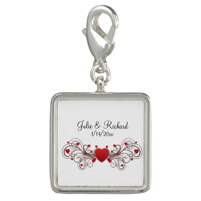 Hearts Wedding Party Gift Charm (Front)