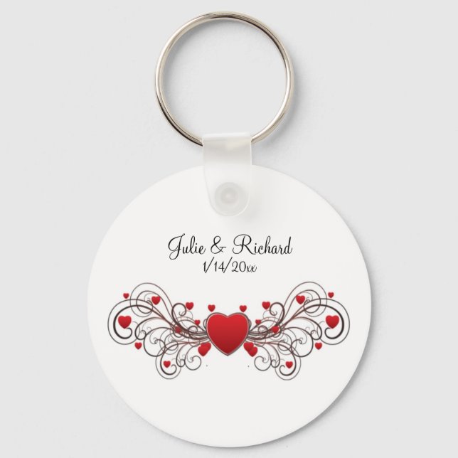 Hearts Wedding Party Gift Keychain (Front)