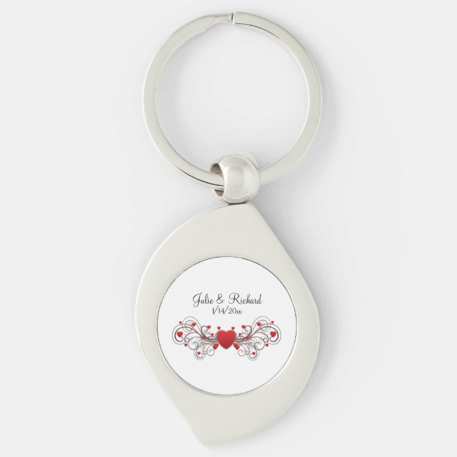 Hearts Wedding Party Gift Keychain (Front)