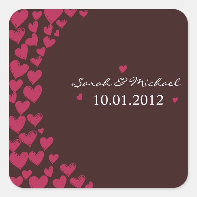 Hearts - Wedding Sticker-2 Square Sticker (Front)