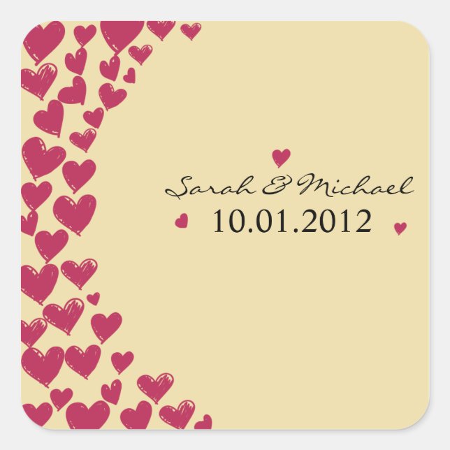 Hearts - Wedding Sticker-5 Square Sticker (Front)