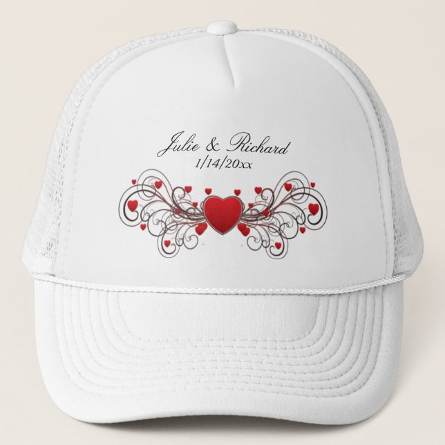 Hearts Wedding Trucker Hat (Front)