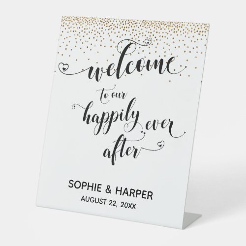 Hearts Welcome to Our Happily Ever After Gold Sign