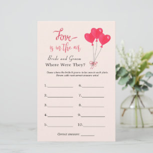 Hearts "Where were they" Bridal shower game