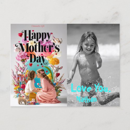  Hearts Whimsical Mothers Day Photo AP72 Holiday Postcard