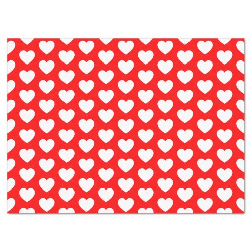 Hearts White on Red Tissue Paper