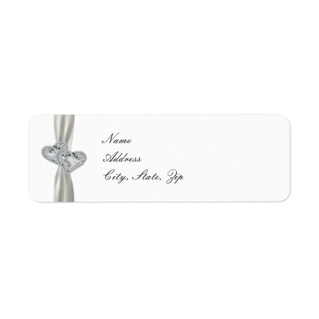 Hearts White Wedding Address Labels (Front)