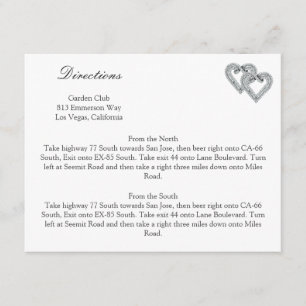 Hearts White Wedding Direction Cards