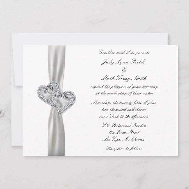 Hearts White Wedding Invitation (Front)