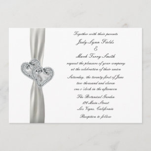 Hearts White Wedding Invitation