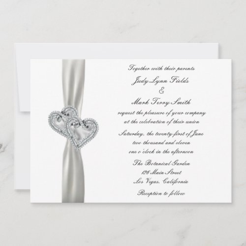 Hearts White Wedding Invitation