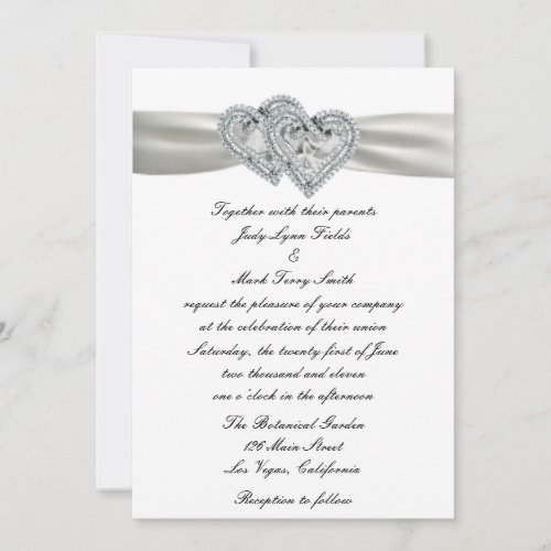 Hearts White Wedding Invitation