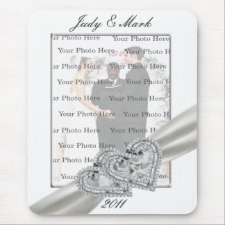 Hearts White Wedding Mouse Pad
