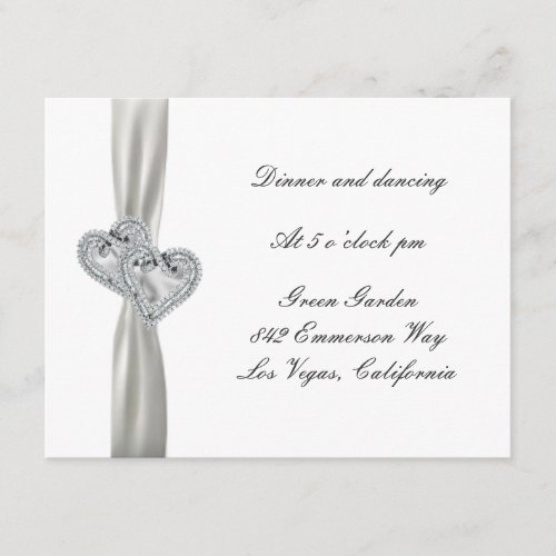 Hearts White Wedding Reception Cards