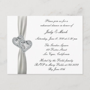 Hearts White Wedding Rehearsal Dinner Invitation