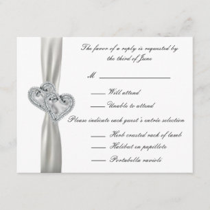 Hearts White Wedding Response Cards