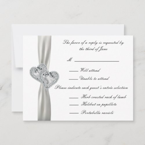 Hearts White Wedding Response Cards Custom Announcement