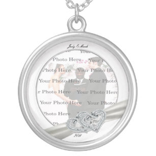 Hearts White Wedding Round Silver Necklace