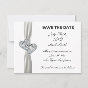 Hearts White Wedding Save The Date Card