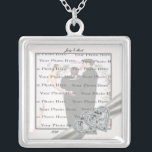 Hearts White Wedding Square Silver Necklace<br><div class="desc">Personalize this pretty necklace to have as wedding favors at your wedding reception or to have one yourself as a remembrance of your special day. This necklace is also the perfect gift for the bride ant her bridal shower. Personalize by changing the text in the fields provided and adding your...</div>