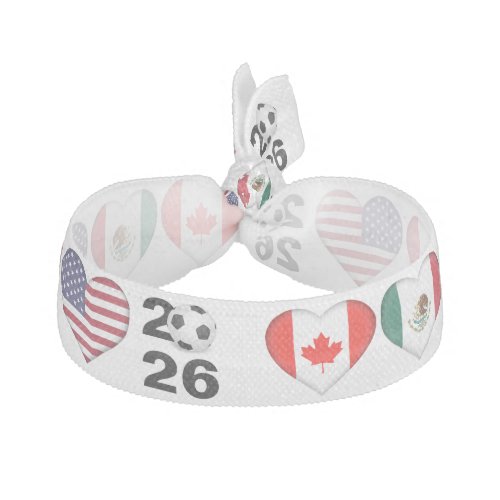 Hearts with Flag of Canada Mexico USA 2026 Elastic Hair Tie