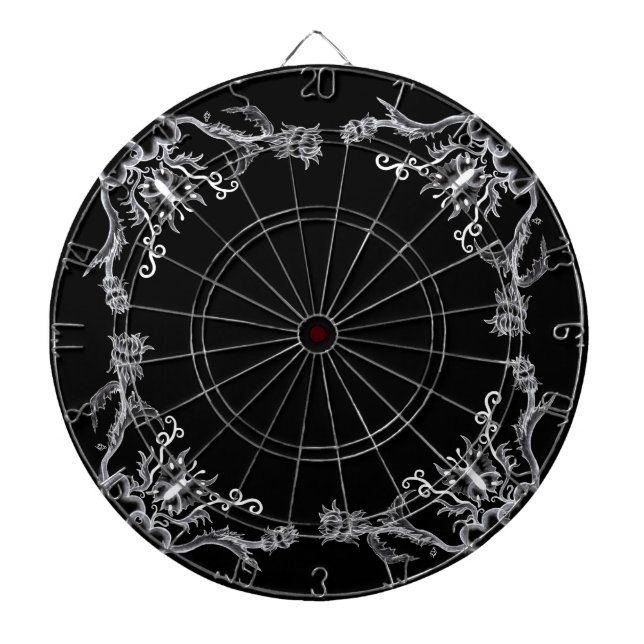 Hearts with Flowers and Butterfly in Tattoo Style Dartboard With Darts (Front)