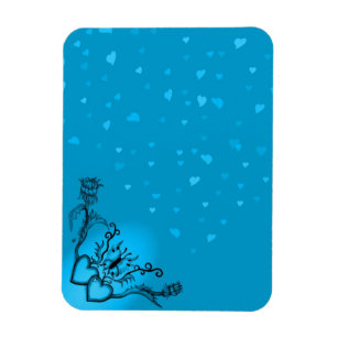 Hearts with Flowers and Butterfly in Tattoo Style Magnet