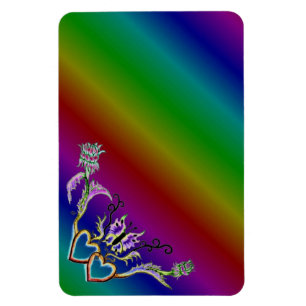 Hearts with Flowers and Butterfly in Tattoo Style Magnet