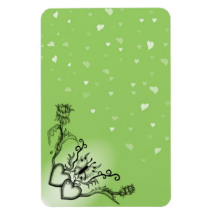 Hearts with Flowers and Butterfly in Tattoo Style Magnet