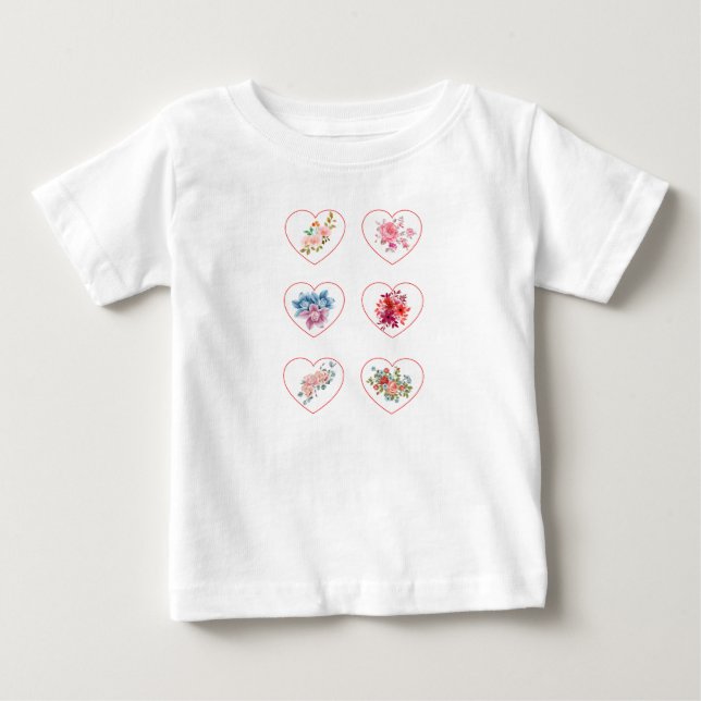 Hearts with flowers baby T-Shirt (Front)