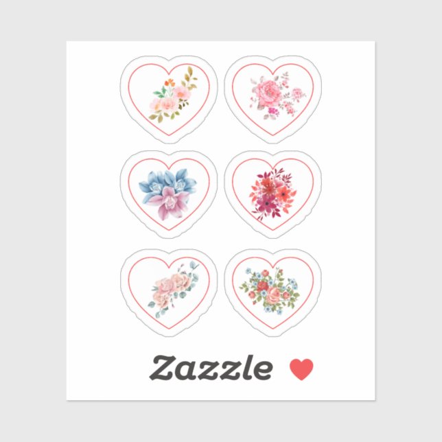 Hearts with flowers sticker (Sheet)