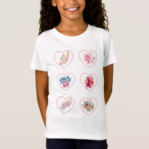 Hearts with flowers T_Shirt