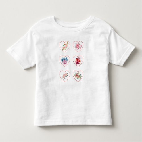 Hearts with flowers toddler t_shirt