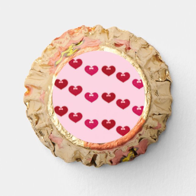 Hearts with lace on pink reese's peanut butter cups (Front)